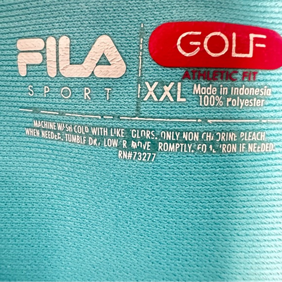 FILA Teal Golf Polo Sport Shirt, Short Sleeve, Polyester Mens, Athletic Fit, XXL - Picture 8 of 9